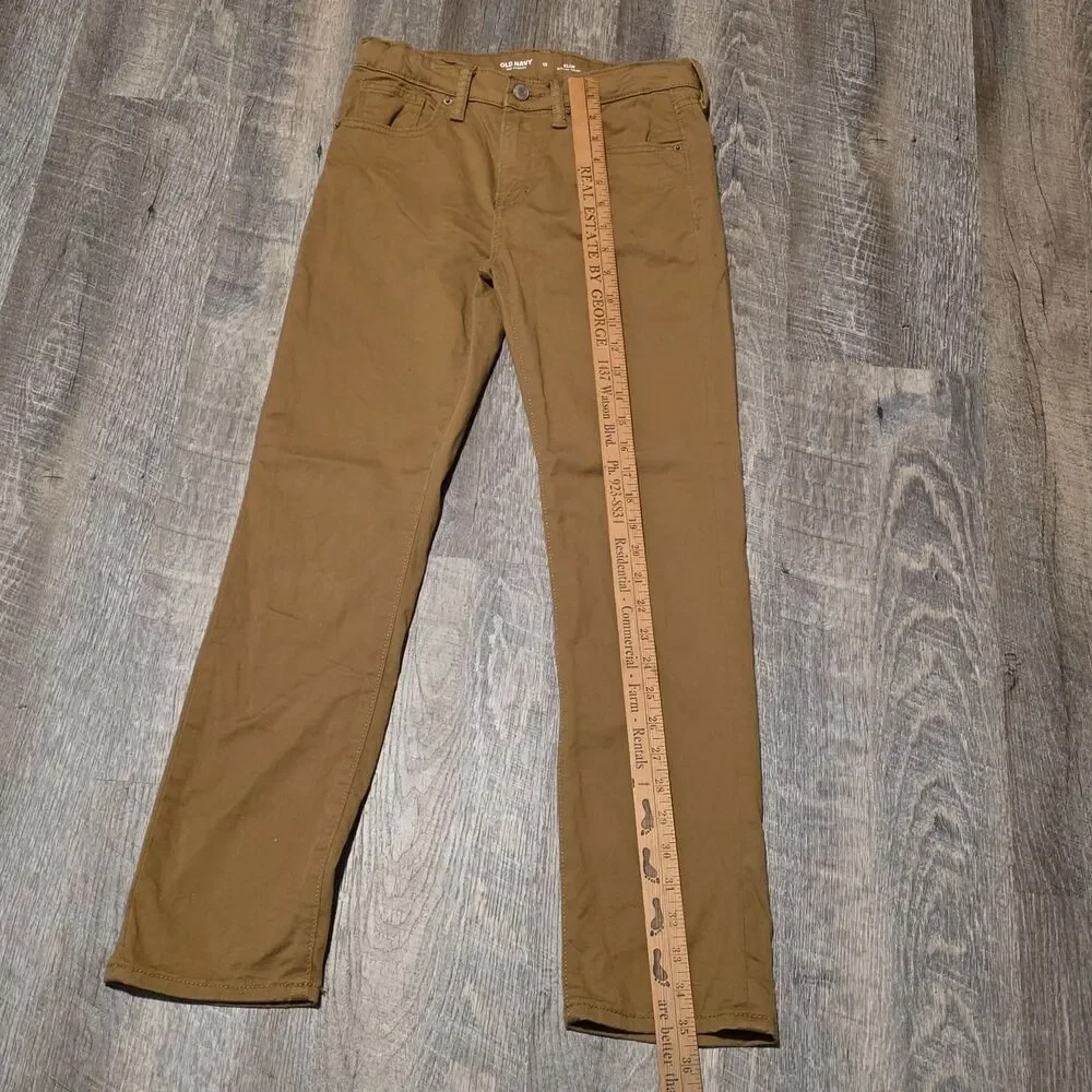 Old Navy Stretch 360 Kids Coyote Brown Khakis Slim Size 12 Casual Pants
